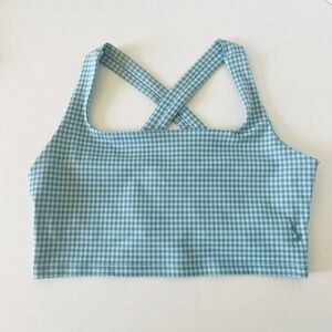 Nike Light Blue White Gingham Checker Sports Bra - Medium, Dri-Fit